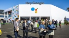 Attendees walk past the Google Assistant Playground during the 2019 Consumer Electronics Show (CES) 