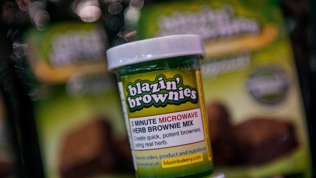 An instant brownie mix by Blazin' Brownies sits on display during the Champs Trade Show in Las Vegas