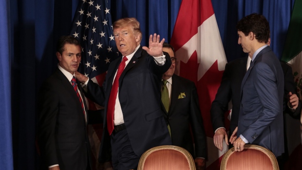 Donald Trump after signing the United States-Mexico-Canada Agreement (USMCA) in November. Photographer: Sarah Pabst/Bloomberg