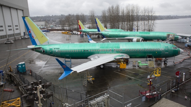 A 737 Max 8 plane destined for China Southern Airlines sits at the Boeing Co. manufacturing facility in Renton, Washington, U.S., on Tuesday, Mar. 12, 2019.