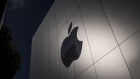 The Apple Inc. logo is seen on the front of the store during the sales launch of the Apple Inc. iPhone 8 smartphone, Apple watch series 3 device, and Apple TV 4K in San Francisco, California, U.S., on Friday, Sept. 22, 2017. Apple Inc. unveiled its most important new iPhone for years to take on growing competition from Samsung Electronics Co., Google and a host of Chinese smartphone makers. 