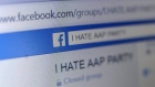 A Facebook Inc. group page is displayed on a computer at the Boom Live office in Mumbai