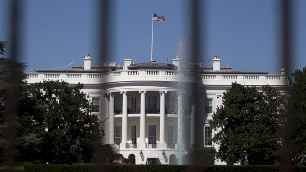 The south side of the White House stands past a fence in Washington, D.C. 