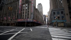 Empty streets in front of Radio City Music Hall in New York, March 19. Photographer: Michael Nagle/Bloomberg
