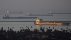 Shipping vessels and oil tankers sit anchored in the Pacific Ocean outside the Port of Long Beach and Port of Los Angeles as seen from Signal Hill, California, U.S., on Friday, April 24, 2020. Oil tankers carrying enough crude to satisfy 20% of the world’s daily consumption are gathered off California’s coast with nowhere to go as fuel demand collapses. Photographer: Patrick T. Fallon/Bloomberg