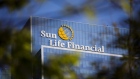 Signage is displayed on the Sun Life Financial Inc. headquarters in Toronto