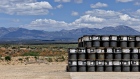 Barrels stored at the Energy Fuels White Mesa Mill uranium production facility in Utah.