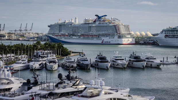 <p>The Carnival Celebration cruise ship docked at the Port of Miami.</p>