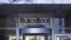 A logo sits on display at the entrance to the Blackrock Inc. offices in London, U.K., on Friday, Feb. 7, 2020. An early front-runner for a successor as the Bank of Canada governor is Jean Boivin, the head of BlackRock Inc.’s research unit in London and a Carney protege who was brought to the Bank of Canada in 2010 from academia. Photographer: Simon Dawson/Bloomberg