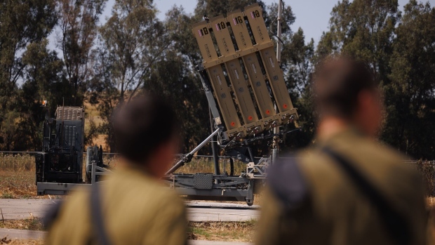 An Iron Dome missile battery site in southern Israel on April 17. Photographer: Kobi Wolf/Bloomberg