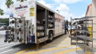 <p>An AmeriGas Propane delivery truck sits parked outside a Home Depot Inc. store.</p>
