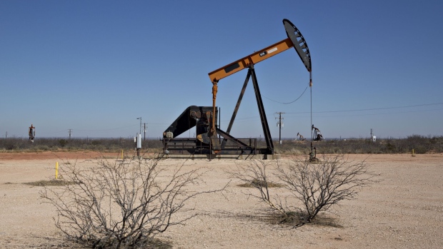 <p>A pumpjack operates on an oil well in the Permian Basin near Crane, Texas.</p>