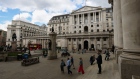 Pedestrians pass the Bank of England (BOE) in the City of London, UK, on Thursday, May 11, 2023. The Bank of England raised its benchmark lending rate to the highest level since 2008, saying further increases may be needed if inflationary pressures persist. Photographer: Hollie Adams/Bloomberg
