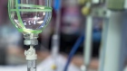 A glass salt-bottle intravenous infusion device is seen in an intensive care unit in Enshi, Hubei province, China, April 5, 2024. Photographer: CFOTO/Future Publishing/Getty Images