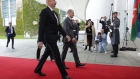 <p>Olaf Scholz welcomes Ilham Aliyev, on April 26</p>