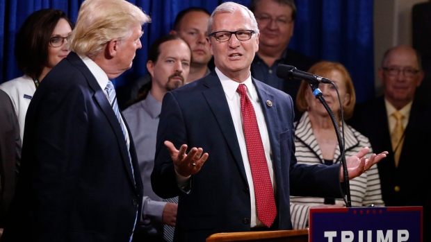 Rep., Kevin Cramer, R-ND, right, with Donald Trump