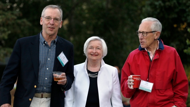 Federal Reserve Chair Janet Yellen, Stanley Fischer and Bill Dudley
