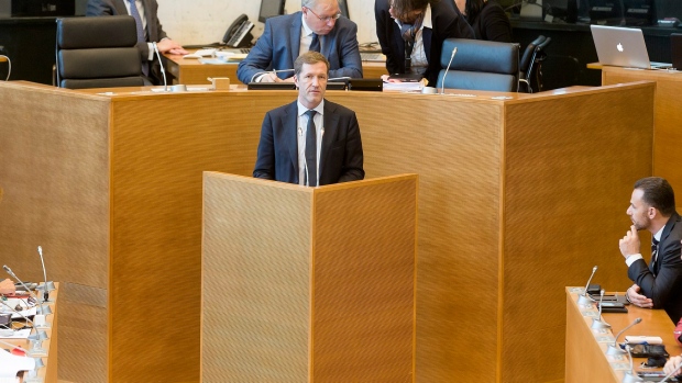 Minister-President of Wallonia Paul Magnette attends a session in the Walloon Parliament 