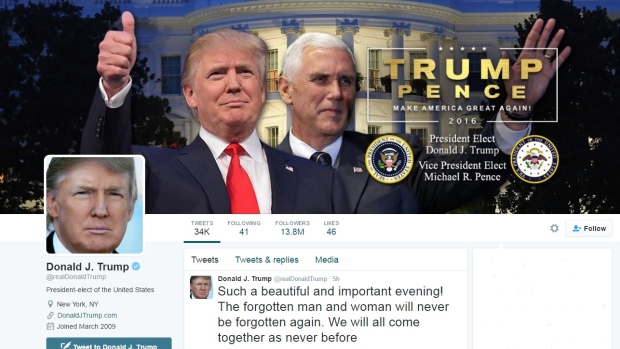 Donald Trump's Twitter page
