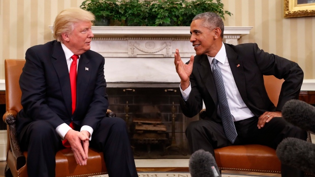 U.S. President Barack Obama meets with President-elect Donald Trump in the Oval Office 