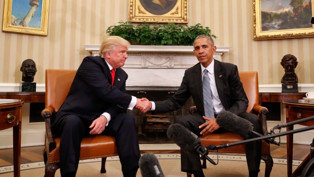 U.S. President Barack Obama and President-elect Donald Trump, Nov. 10, 2016