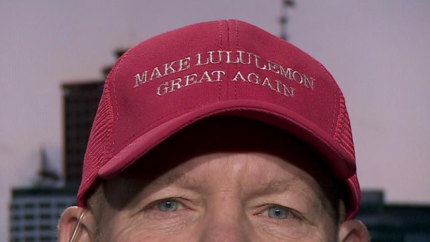 Lululemon founder Chip Wilson wears a "Make Lululemon Great Again" hat on BNN