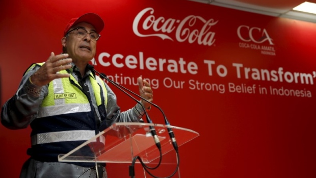 Coca-Cola CEO Muhtar Kent after the inauguration of new production lines at the Cikedokan Plant. 