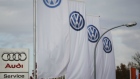 Volkswagen flags outside a car shop in Bad Honnef near Bonn, Germany
