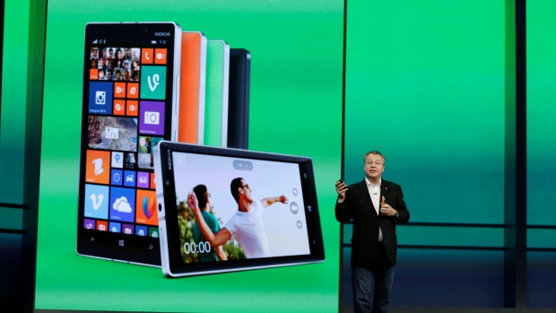 Stepen Elop, executive vice president of Nokia introduces the new Nokia Lumia 930 phone
