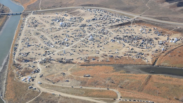Dakota Access Pipeline protesters are seen at the Oceti Sakowin campground