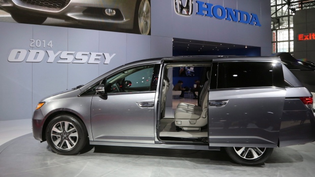 The 2014 Honda Odyssey is presented at the New York International Auto Show