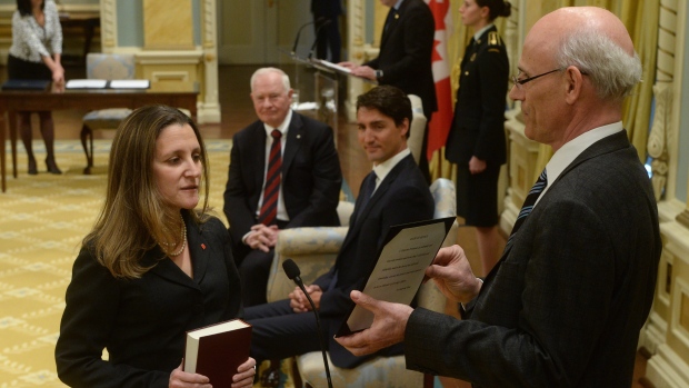 Chrystia Freeland is sworn in as Minister of Foreign Affairs