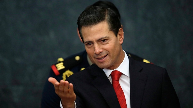 Mexico's President Enrique Pena Nieto holds a press conference at Los Pinos presidential residence