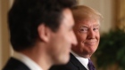 President Donald Trump smiles during a joint news conference with Prime Minister Justin Trudeau