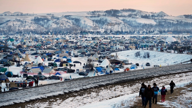 the Oceti Sakowin camp where people have gathered to protest the Dakota Access oil pipeline