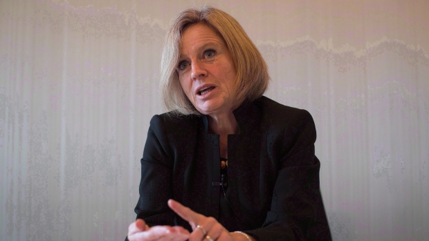 Alberta Premier Rachel Notley gives an interview in Vancouver