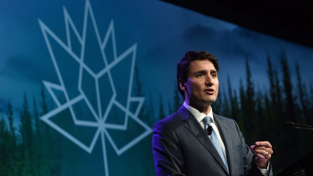 Justin Trudeau takes part in a question and answer session at CERAWeek on March 9, 2017 in Houston. 