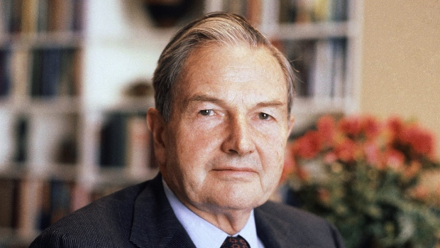 David Rockefeller poses for a photograph in 1981