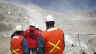 Workers walk near Barrick Gold Corp's Veladero gold mine in Argentina