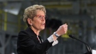 Ontario Premier Kathleen Wynne speaks at the Ford Essex Engine Plant in Windsor, Ont. on Mar. 30