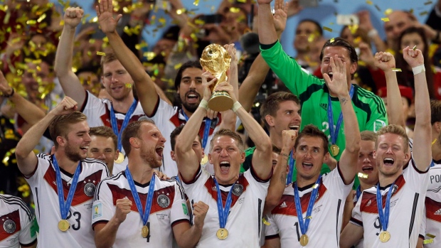 Germany hoists the Jules Rimet Trophy after winning the 2014 FIFA World Cup