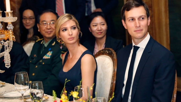 Ivanka Trump and Jared Kushner at a dinner with Chinese President Xi Jinping April 6 in Mar-a-Lago.