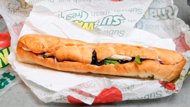 A chicken breast sandwich from a Subway restaurant in New York