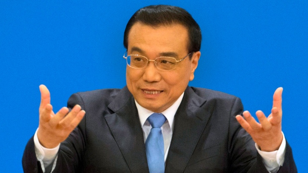 Chinese Premier Li Keqiang speaks at a press conference in Beijing