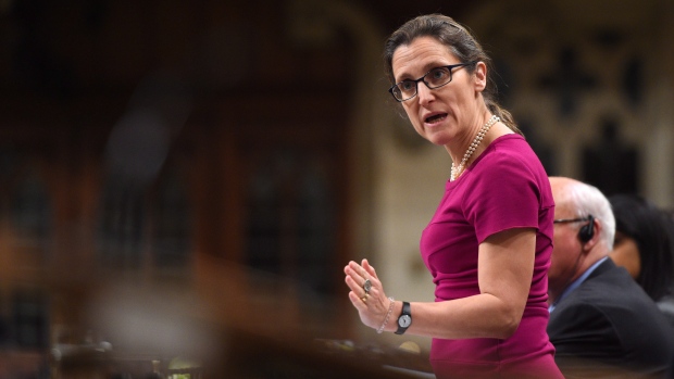 Minister of Foreign Affairs Chrystia Freeland responds to a question during question period