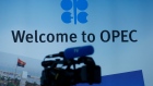 A TV camera is seen inside the headquarters of OPEC. 
