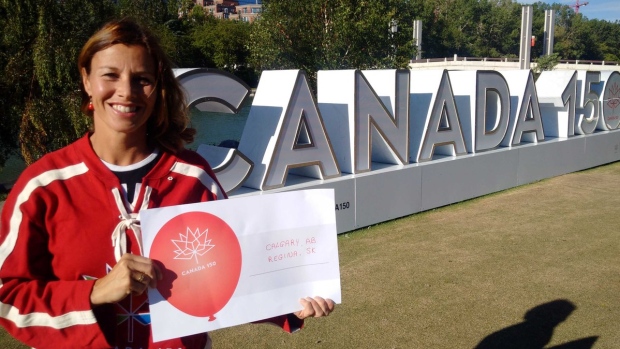 Olympic gold medallist Catriona LeMay Doan poses as a #Canada150 ambassador