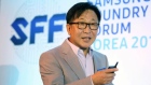 ES Jung, executive vice president and head of Samsung ElectronicsÕ foundry business speaks at a Samsung event in Seoul