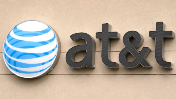 The AT&T logo is seen on a store in Golden, Colorado