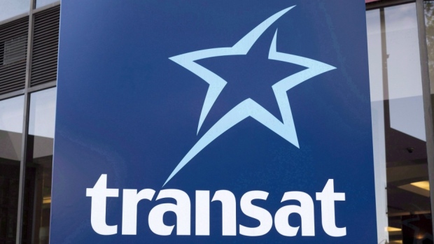 An Air Transat sign in Montreal, QC.